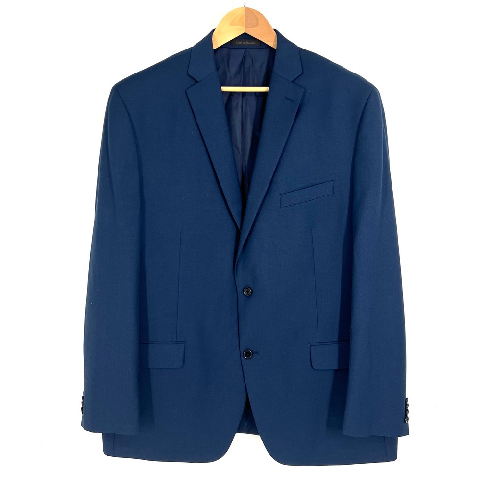 Michael Kors Mens Navy Blue Two Button Blazer Sport Coat 48L 48 Long